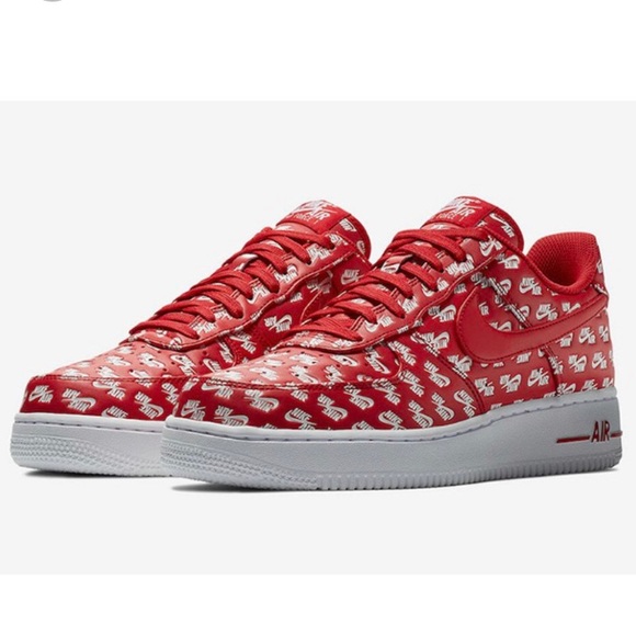 All over logo red Airforce Ones - Picture 1 of 4